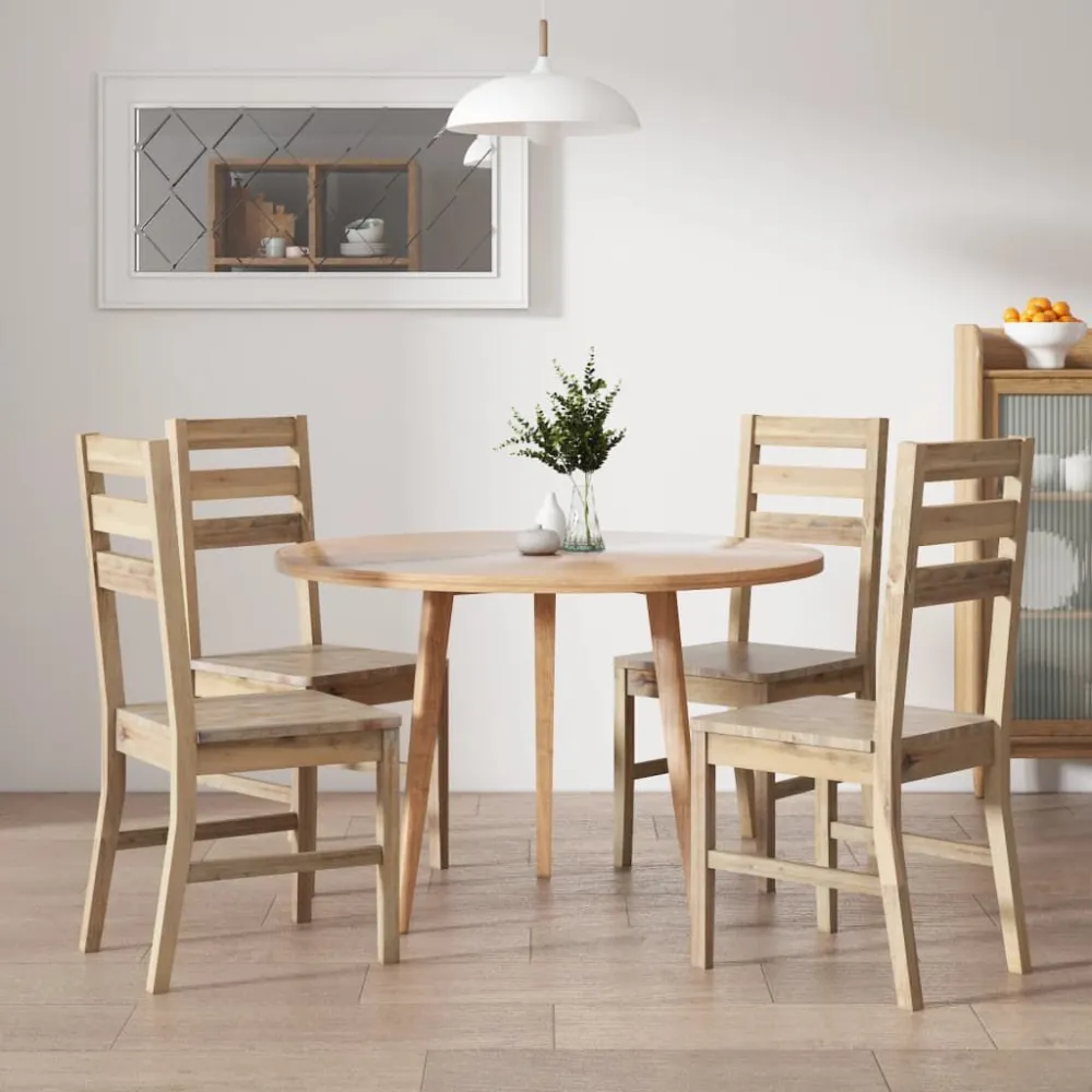 Banqueta com Encosto Cadeiras de jantar 4 pcs madeira de acácia maciç