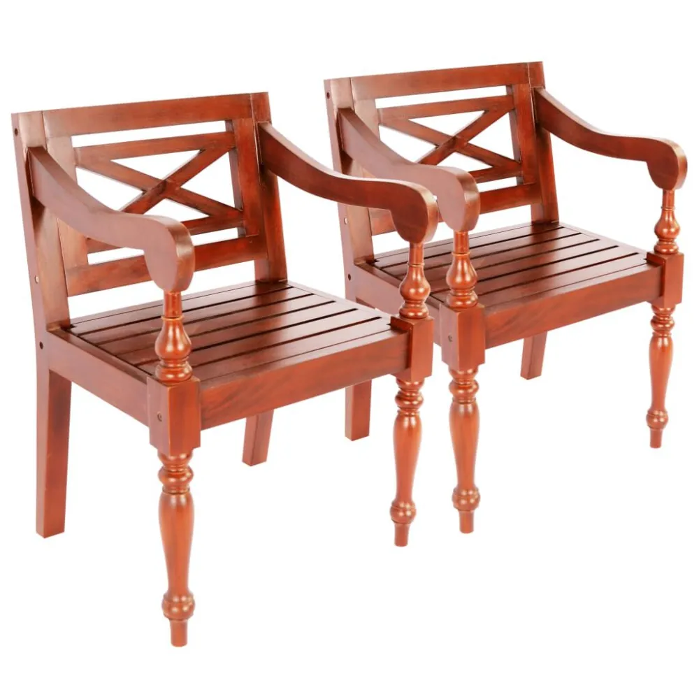 Cadeira Empilhável Cadeiras Batávia 2 pcs madeira de mogno maciço castanho-escuro