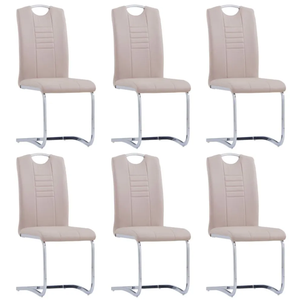 Cadeiras de jantar cantilever 6 pcs couro artificial cappuccino Dimensões 180x90cm