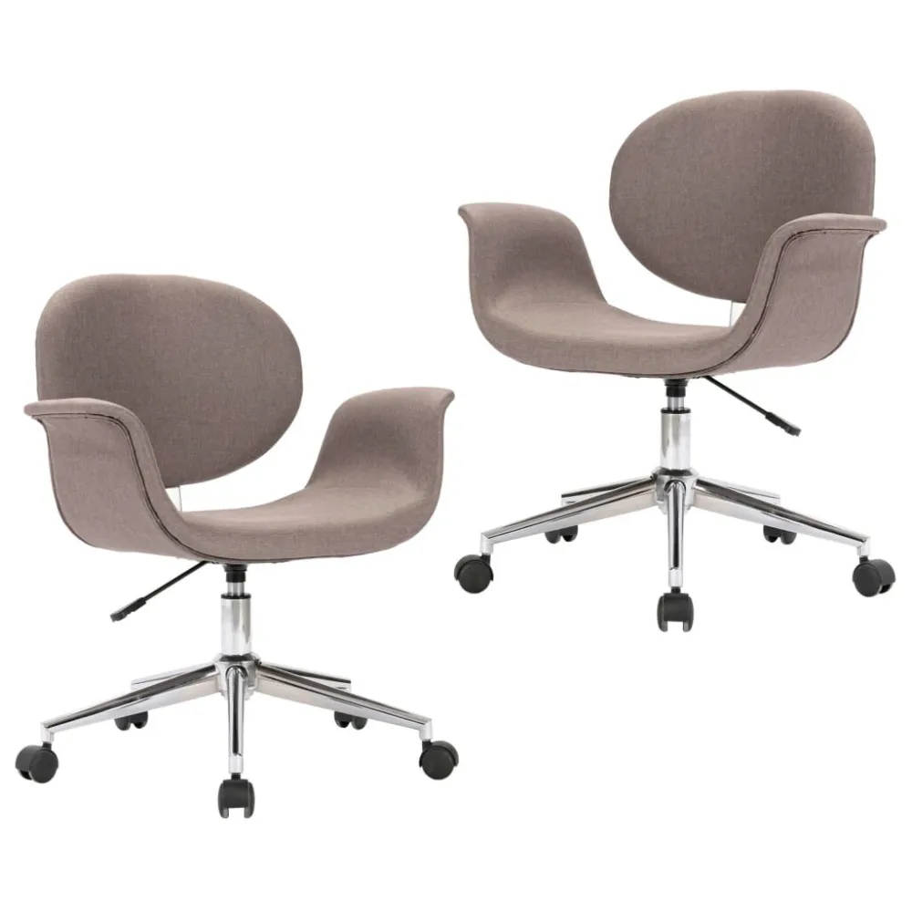 Cadeiras de jantar giratórias 2 pcs tecido cinzento-acastanhado para Jantares