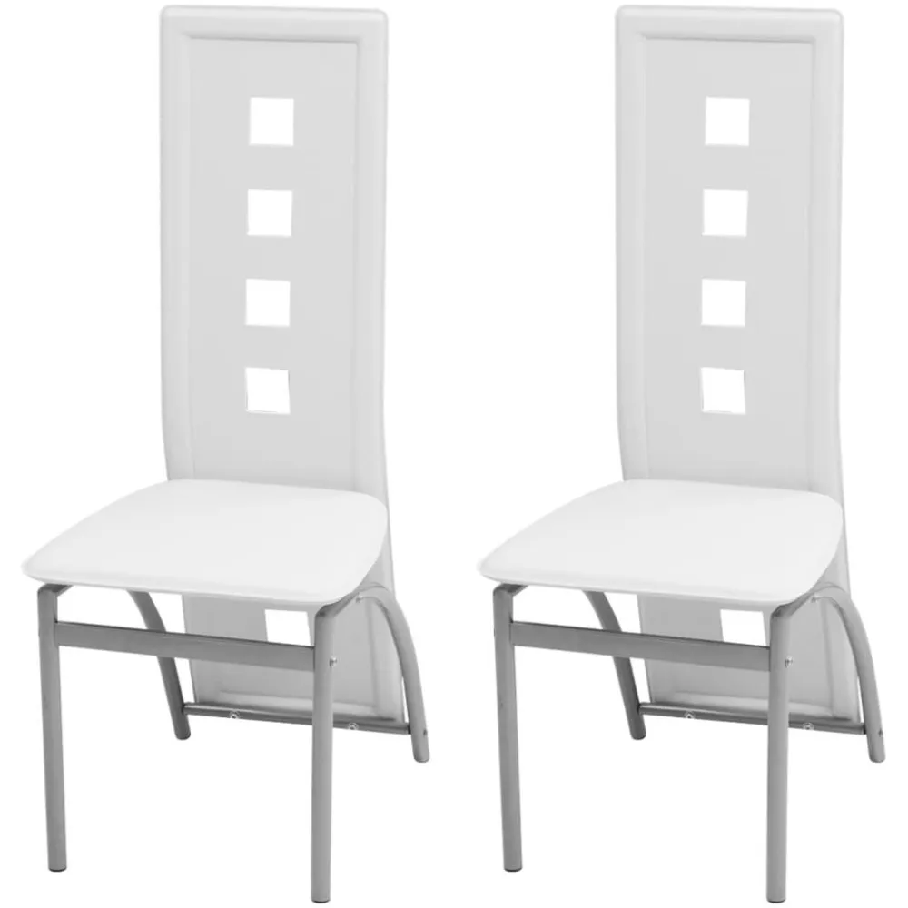 Cadeiras de jantar 2 pcs couro artificial branco Montagem em 30 Minutos
