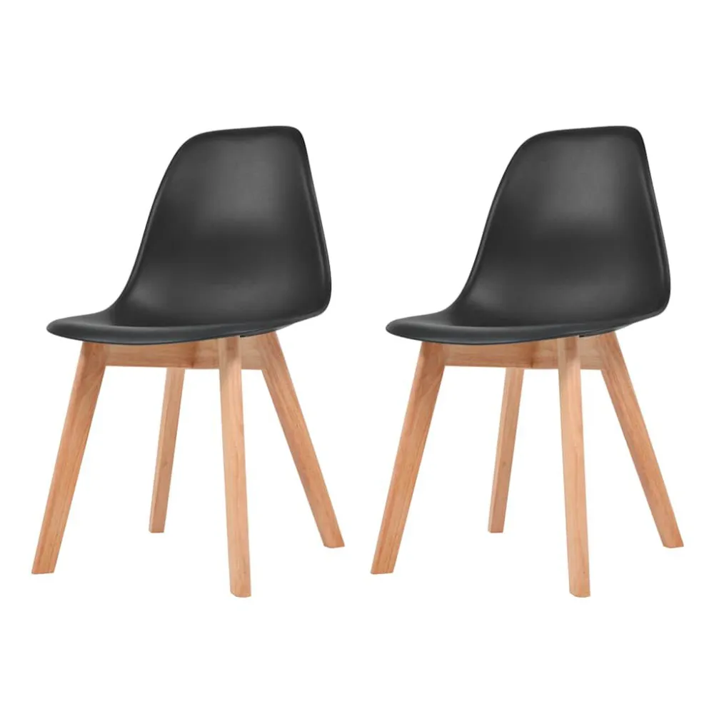 Cadeiras de jantar 2 pcs plástico preto com Estofado Removível