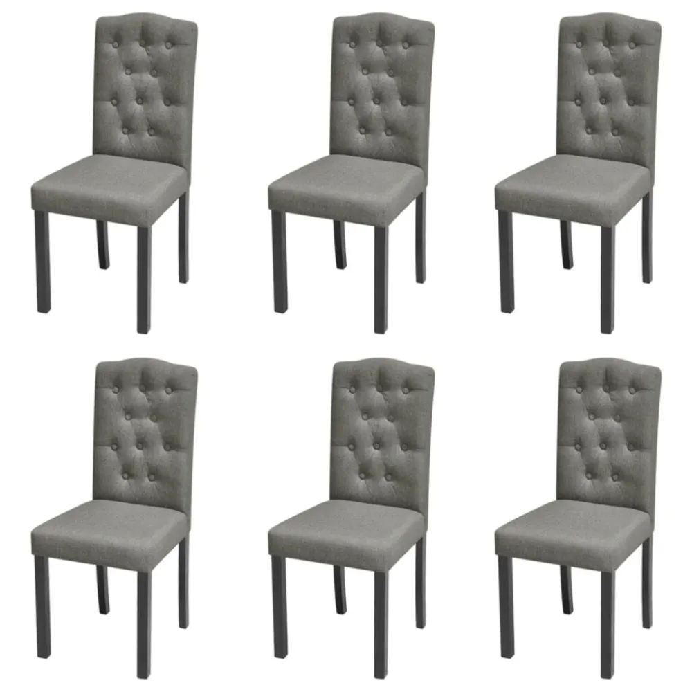 Cadeiras de jantar 6 pcs tecido cinzento Conjunto de 6 Cadeiras