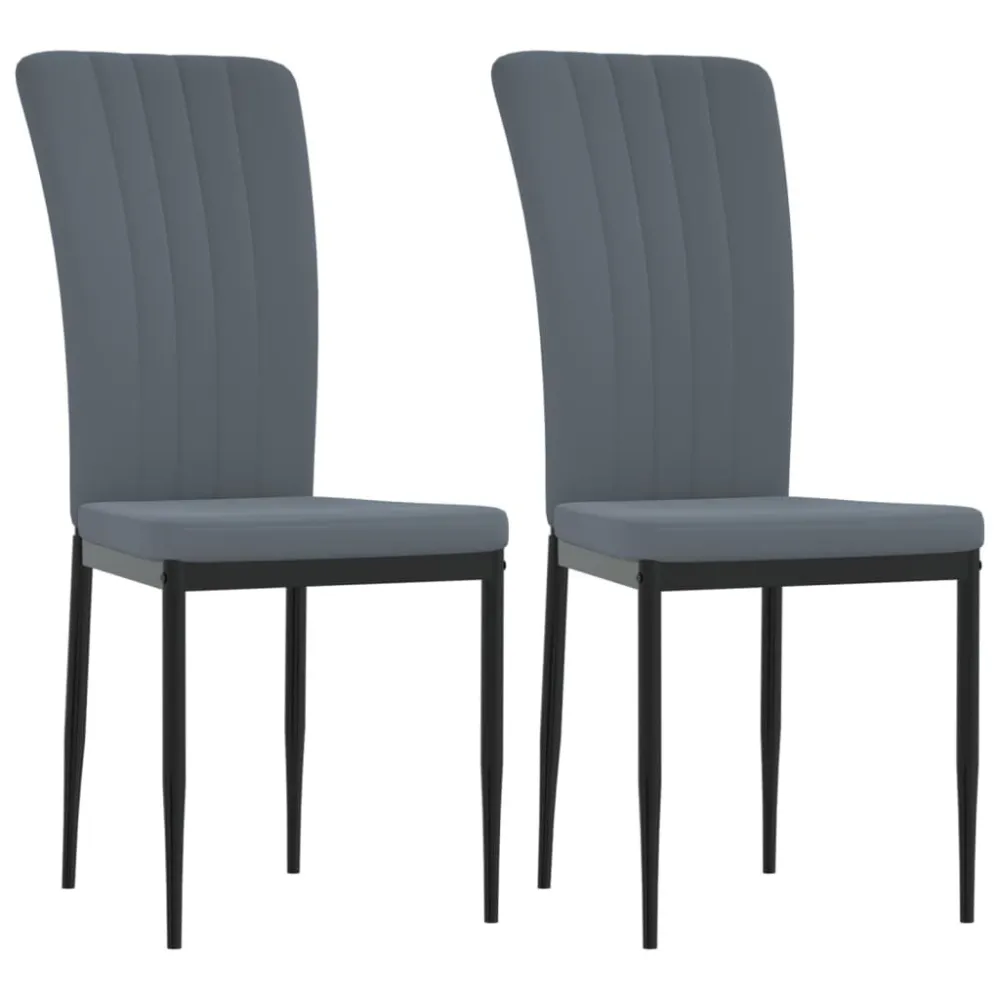 Mesa Redonda Cadeiras de jantar 2 pcs veludo cinzento-escuro