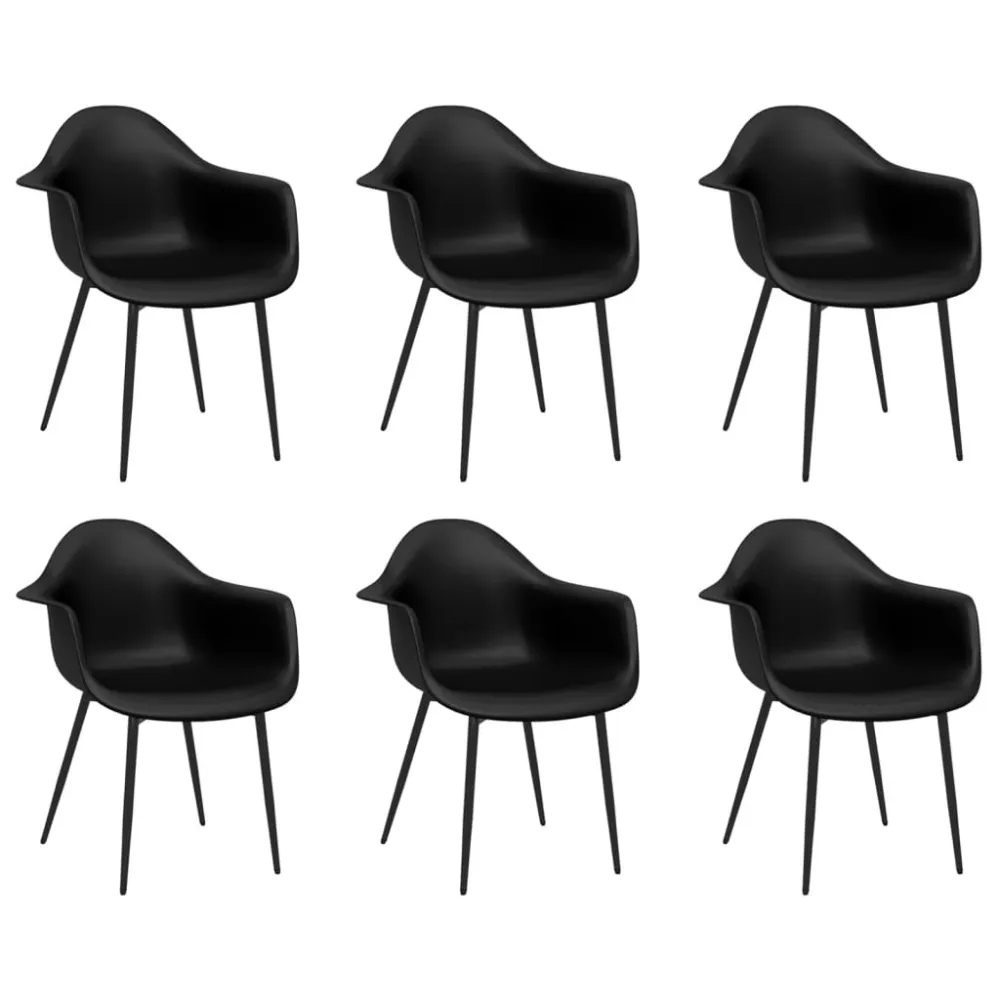 Premium Acabamento Cadeiras de jantar 6 pcs PP preto