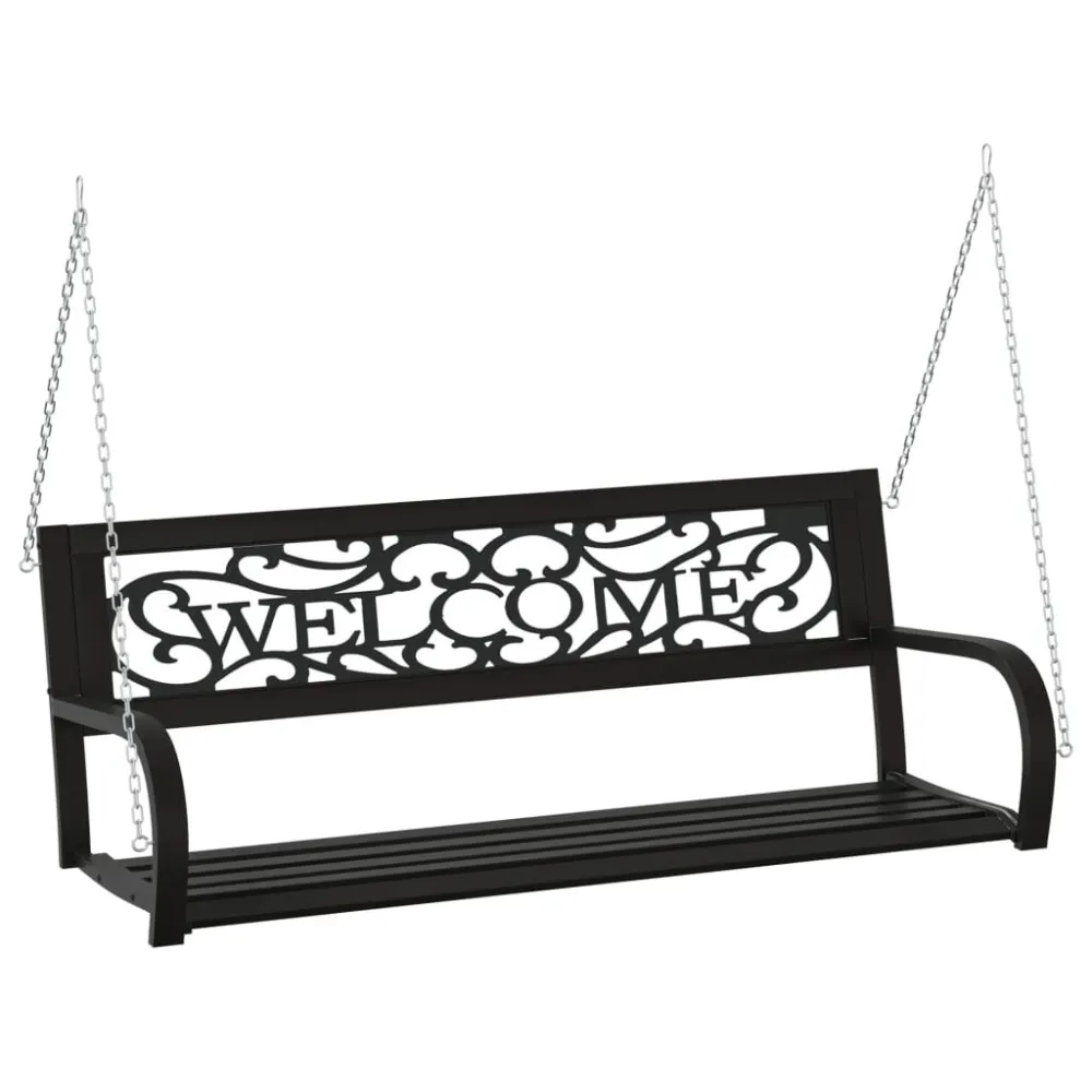 Banco de balanço para jardim 125 cm ço e plástico preto