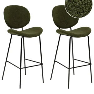 Banco de bar Conjunto de 2 Bouclé Verde fosco LUANA