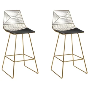 Banco de bar Conjunto de 2 Metálico Dourado BISBEE