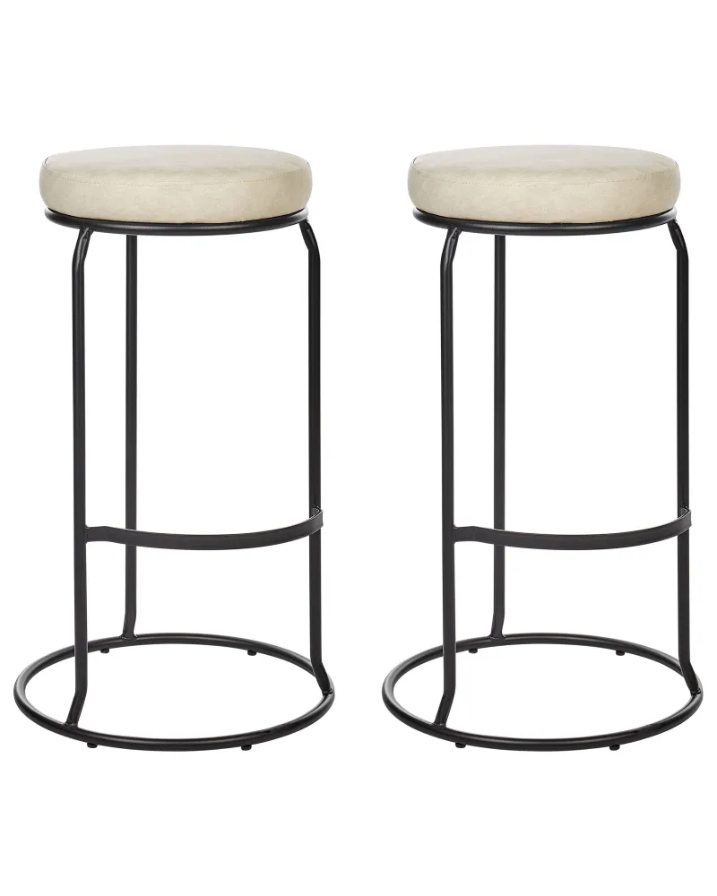 Banco de bar Conjunto de 2 Pele sintética Creme distinto MILROY
