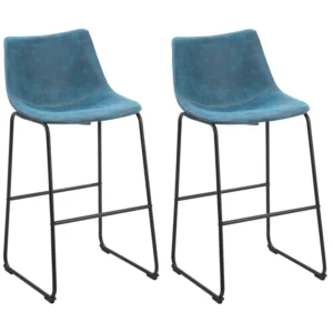 Banco de bar Conjunto de 2 Tecido Azul turquesa FRANKS