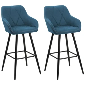 Banco de bar Conjunto de 2 Tecido Azul turquesa DARIEN