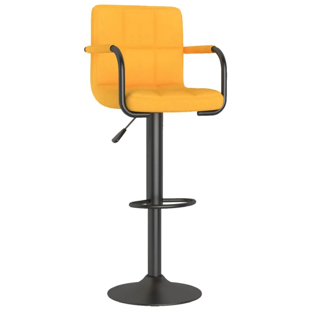 Banco de bar tecido amarelo mostarda