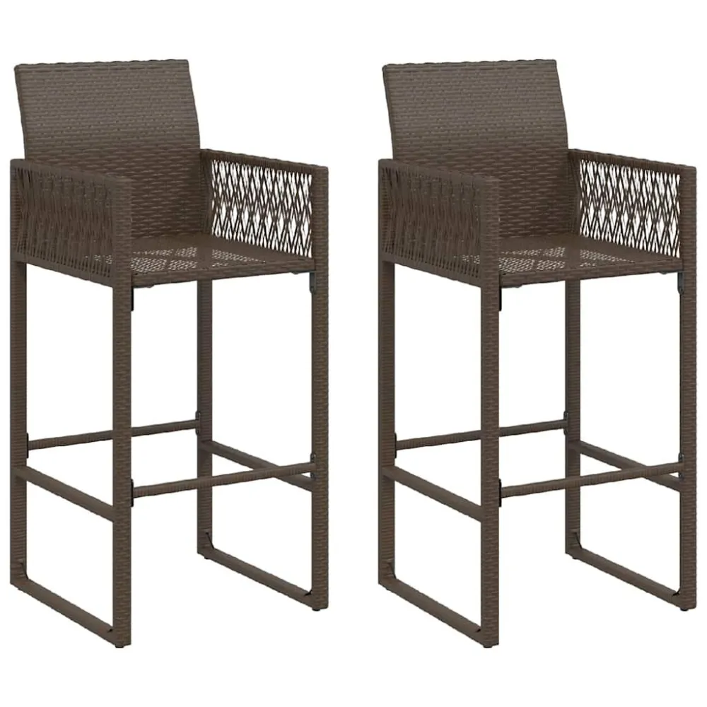 Bancos de bar para jardim 2 pcs vime PE castanho
