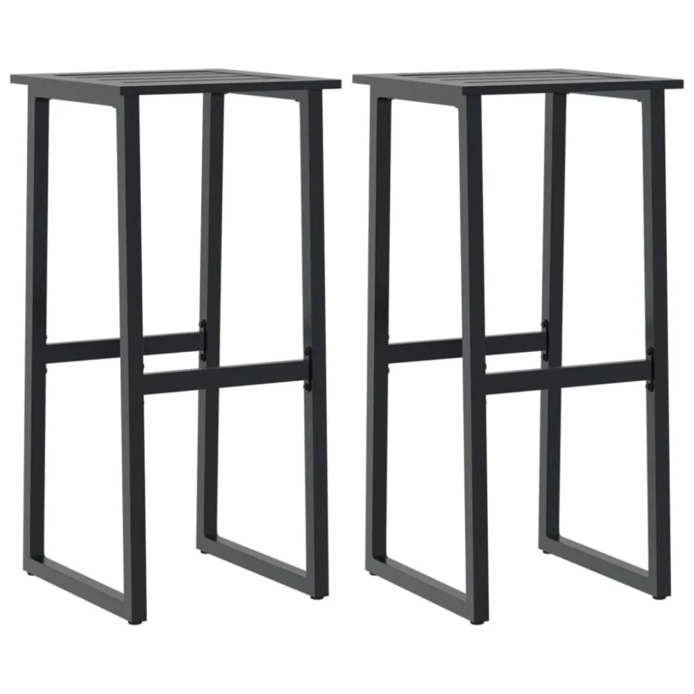Bancos de bar 2 pcs 38x38x80 cm ço revestido pó preto