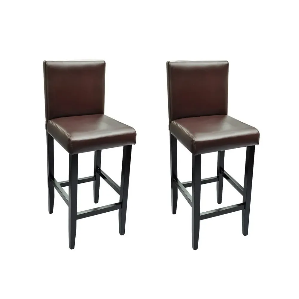 Bancos de bar 2 pcs couro artificial castanho-escuro