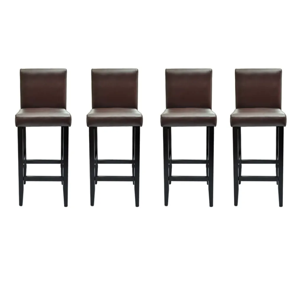 Bancos de bar 4 pcs couro artificial castanho-escuro