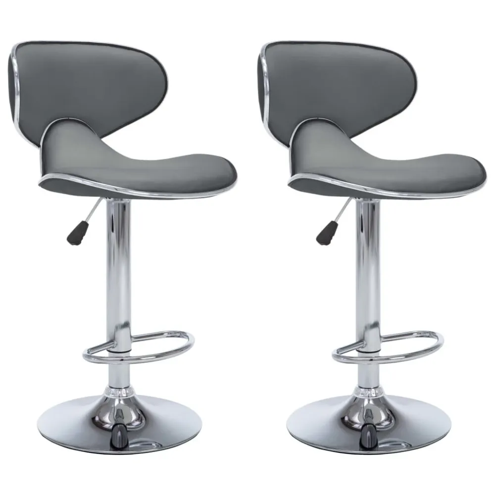 Bancos de bar 2 pcs couro artificial cinzento