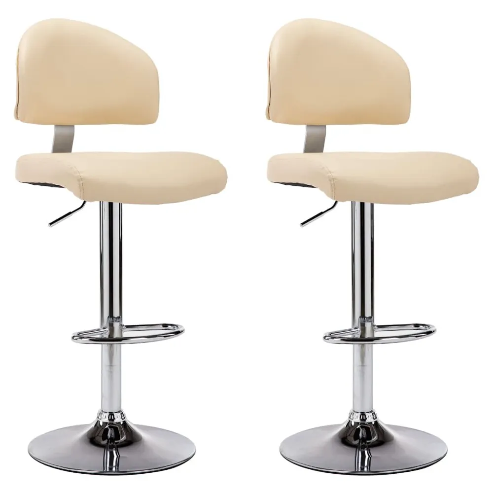 Bancos de bar 2 pcs couro artificial cor creme