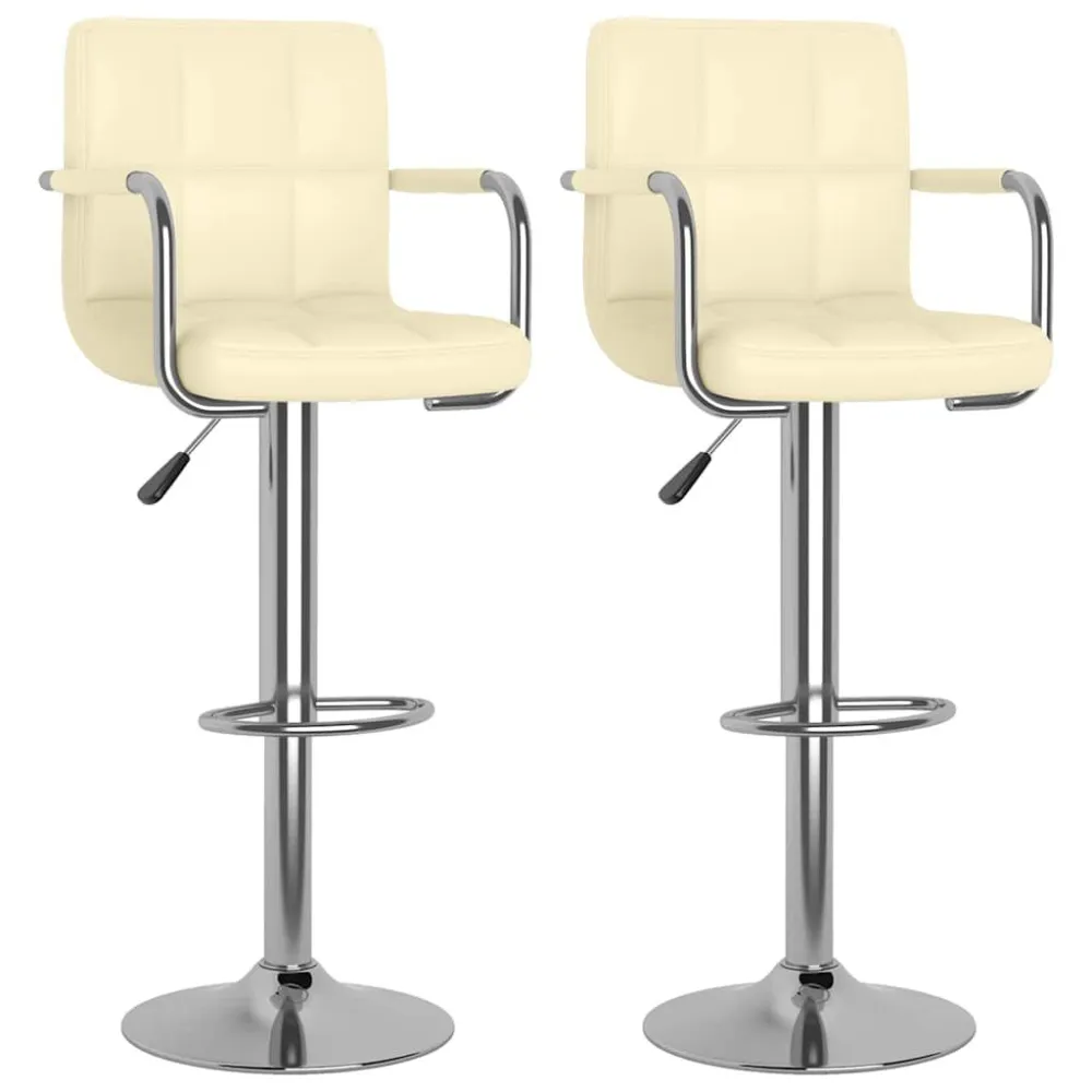 Bancos de bar 2 pcs couro artificial cor creme
