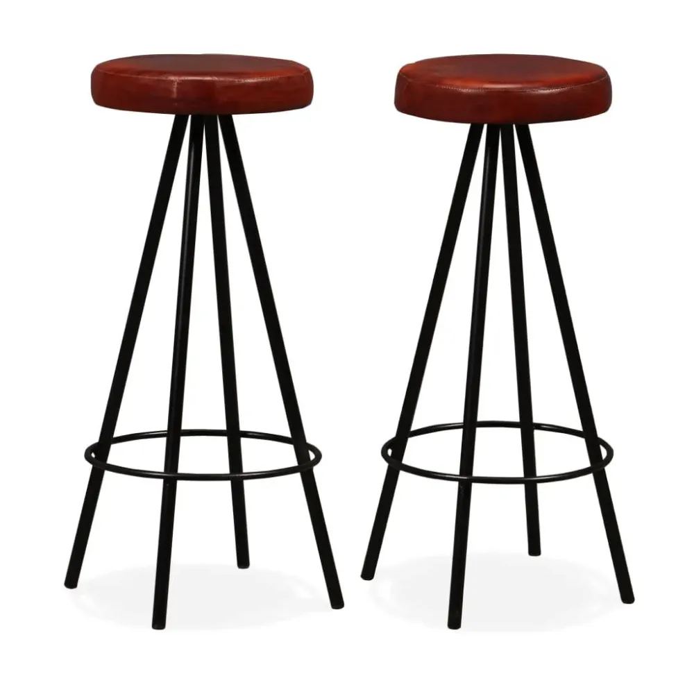 Bancos de bar 2 pcs couro genuíno