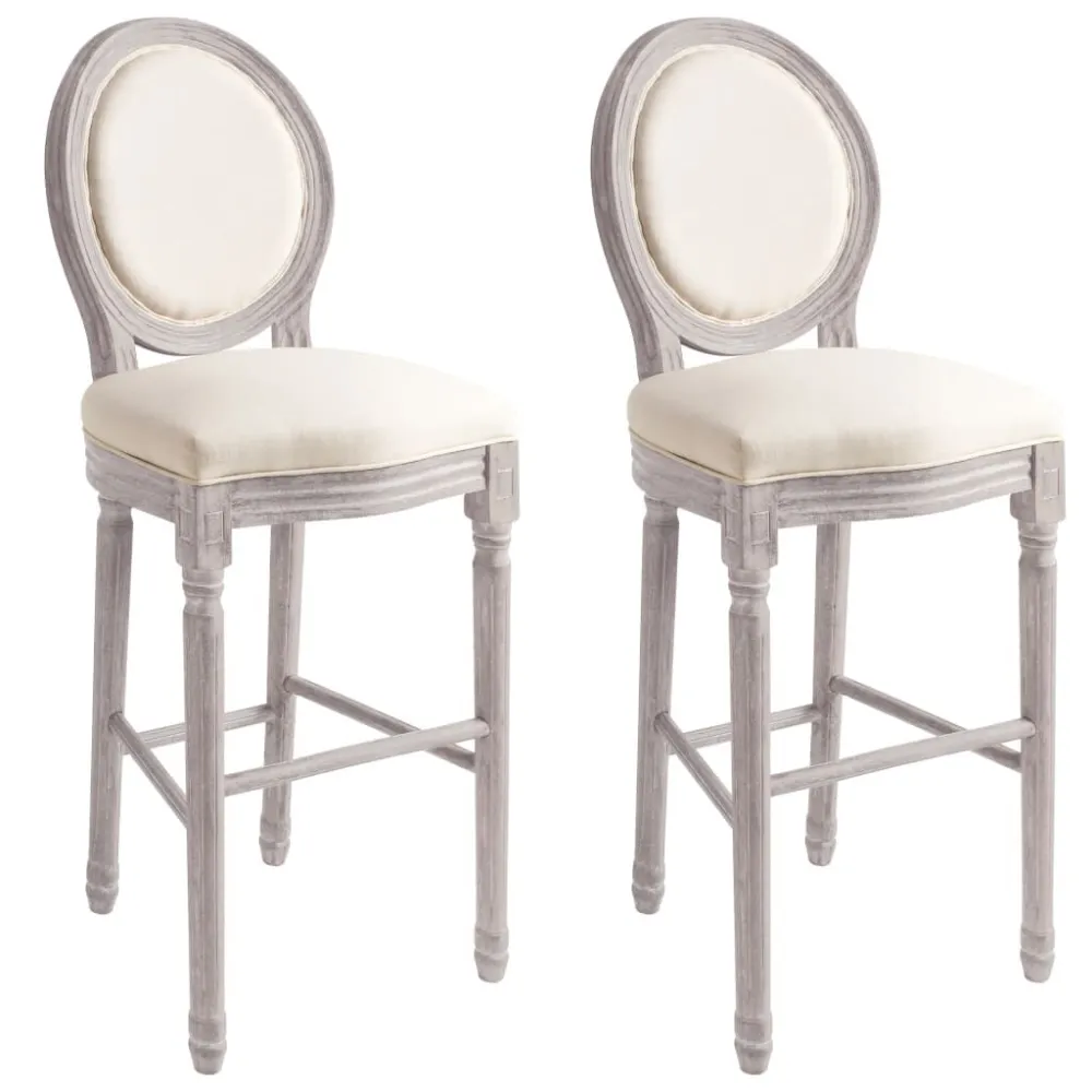 Bancos de bar 2 pcs linho branco