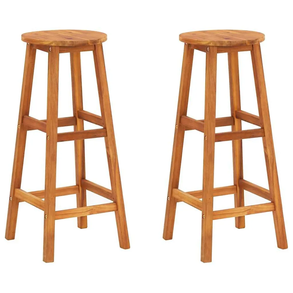 Bancos de bar 2 pcs madeira de acácia maciç