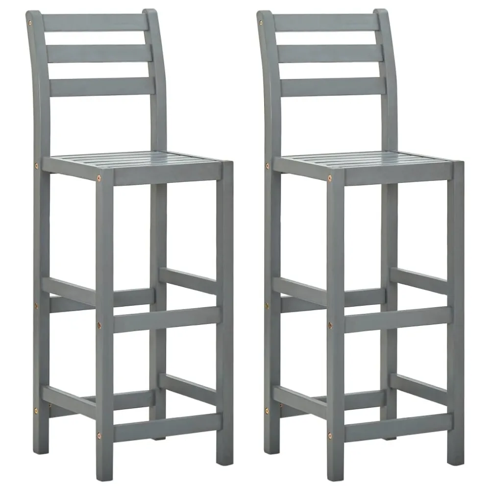 Bancos de bar 2 pcs madeira de acácia maciç cinzento