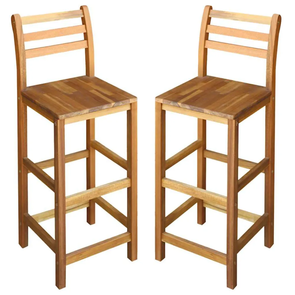 Bancos de bar 2 pcs madeira de acácia maciç