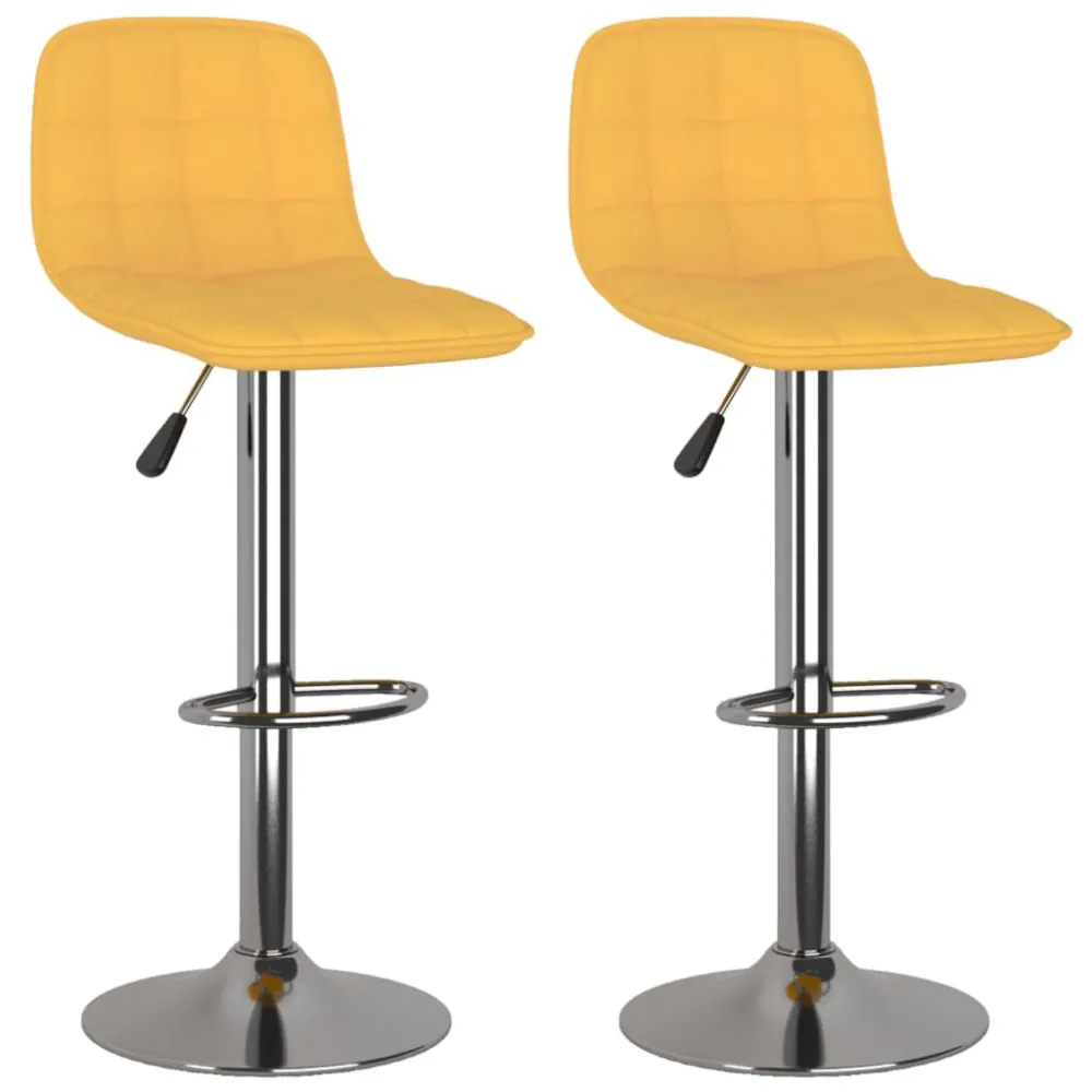 Bancos de bar 2 pcs tecido amarelo