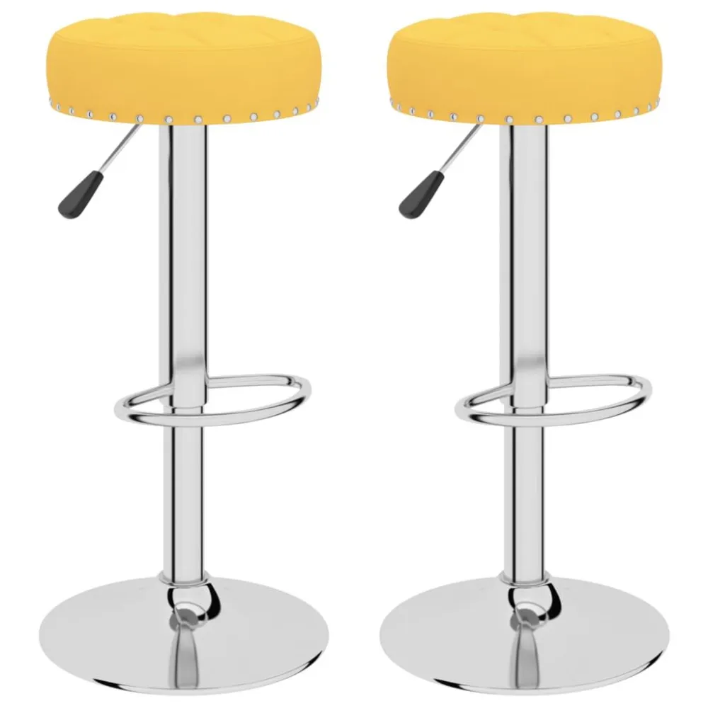 Bancos de bar 2 pcs tecido amarelo mostarda