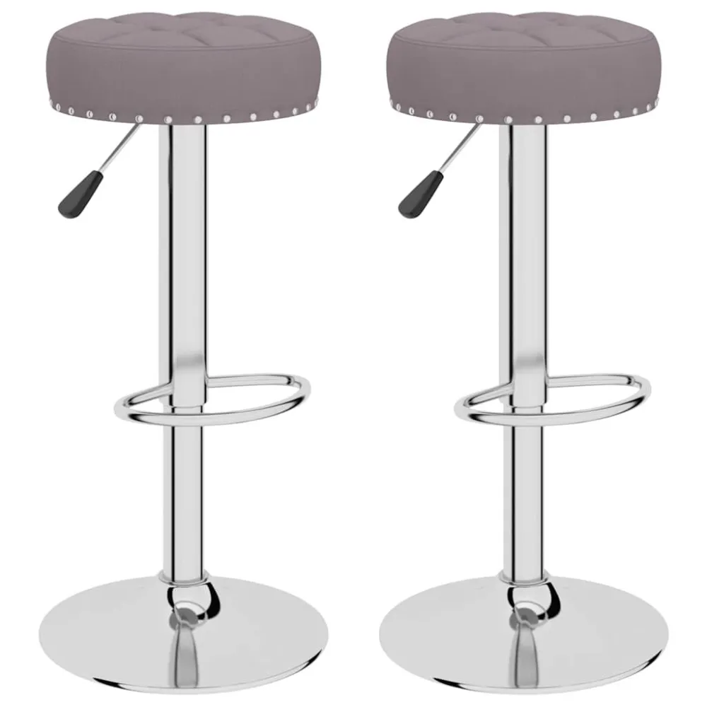 Bancos de bar 2 pcs tecido cinzento-acastanhado