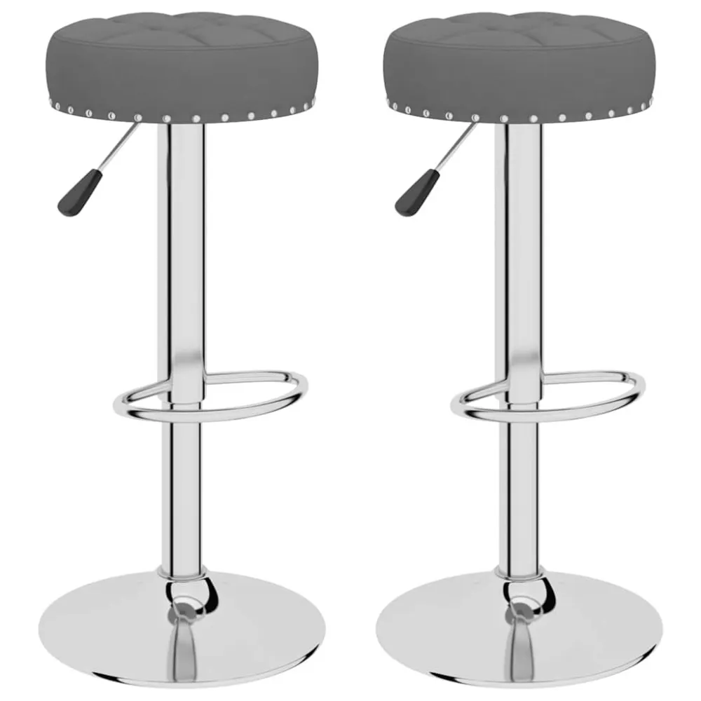 Bancos de bar 2 pcs tecido cinzento-escuro