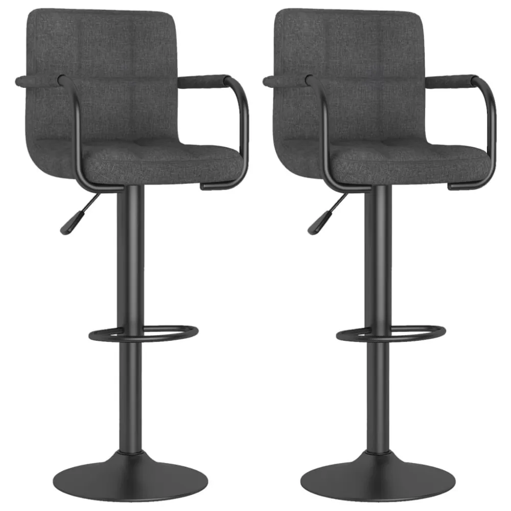 Bancos de bar 2 pcs tecido cinzento-escuro