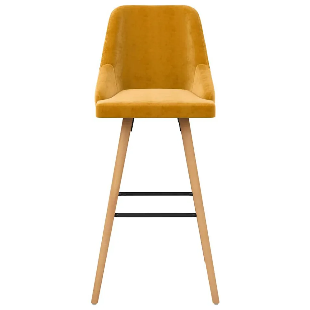 Bancos de bar 2 pcs veludo amarelo