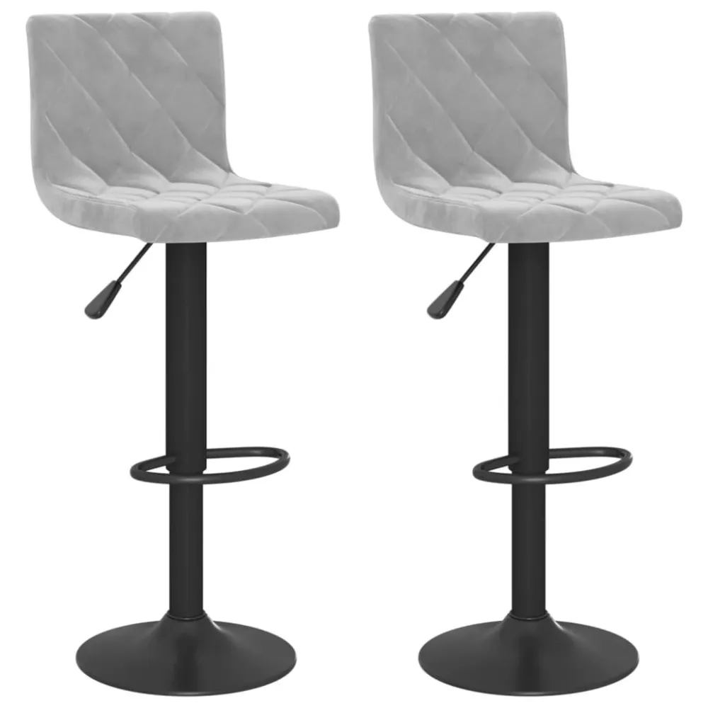 Bancos de bar 2 pcs veludo cinzento-claro