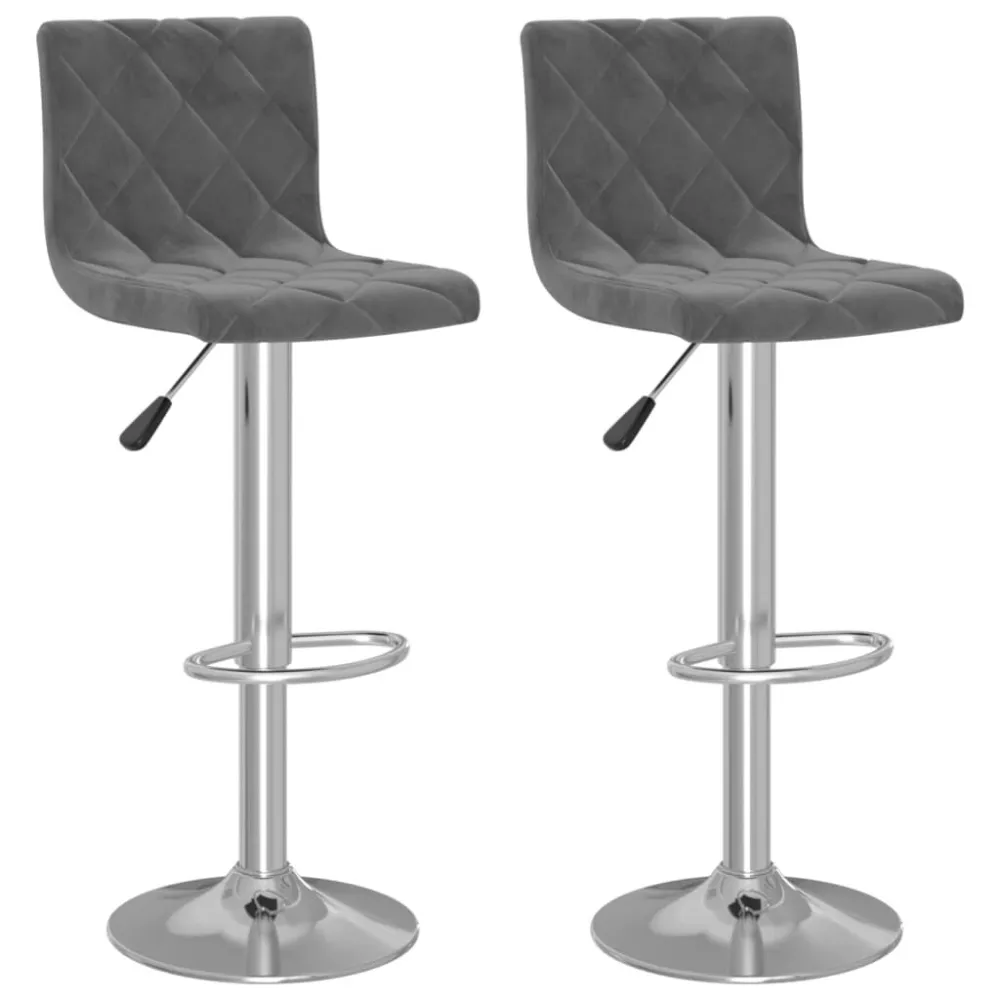 Bancos de bar 2 pcs veludo cinzento-escuro