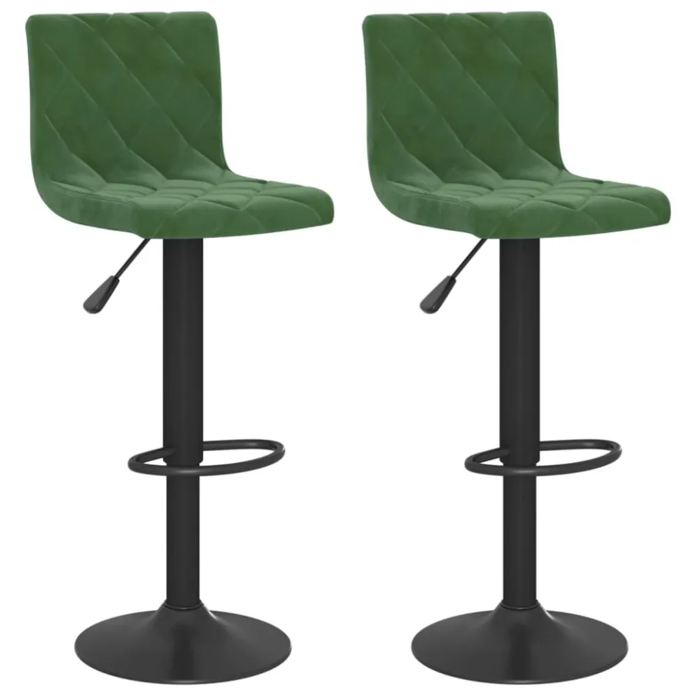 Bancos de bar 2 pcs veludo verde-escuro