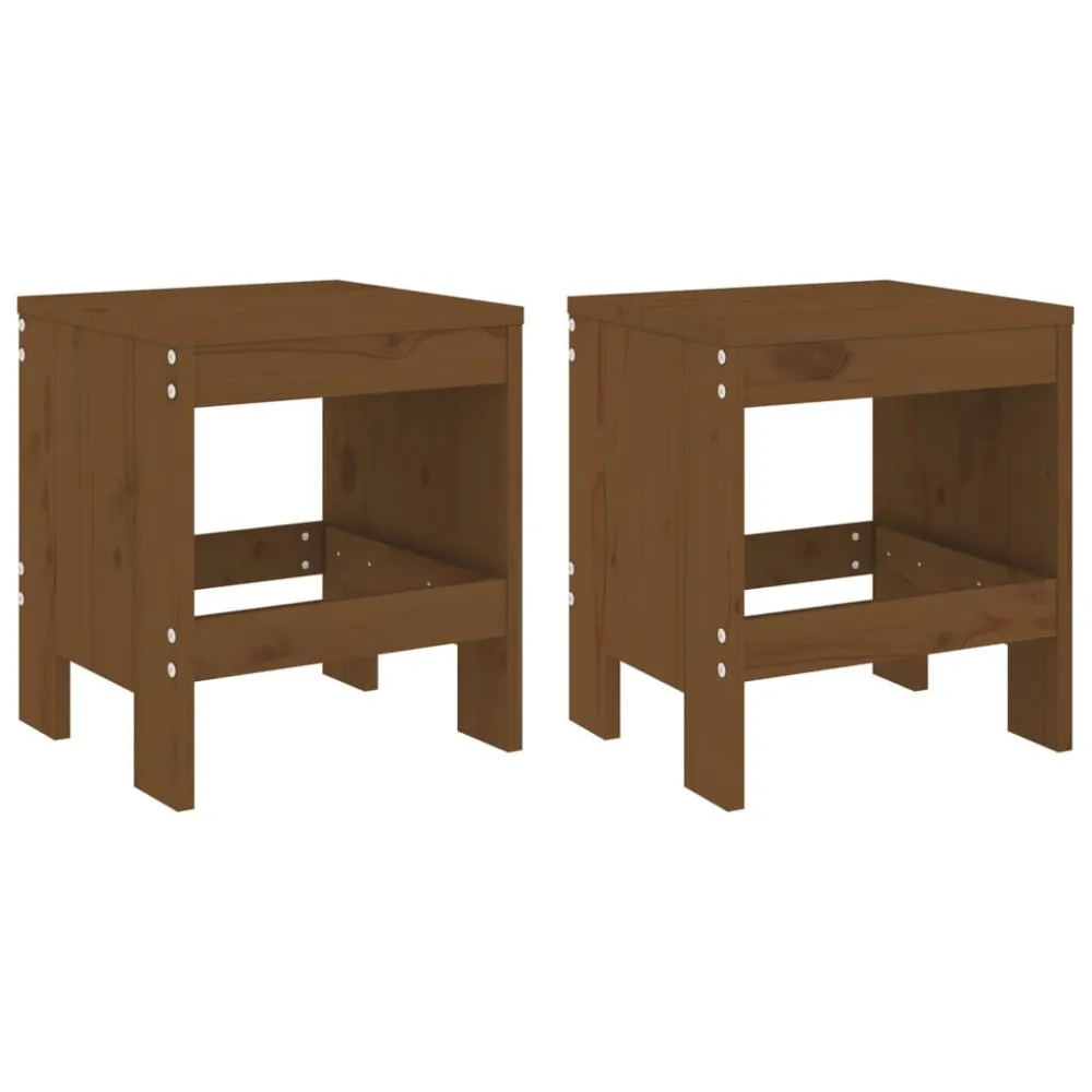 Bancos de jardim 2 pcs 40x36x45 cm pinho maciço castanho-mel