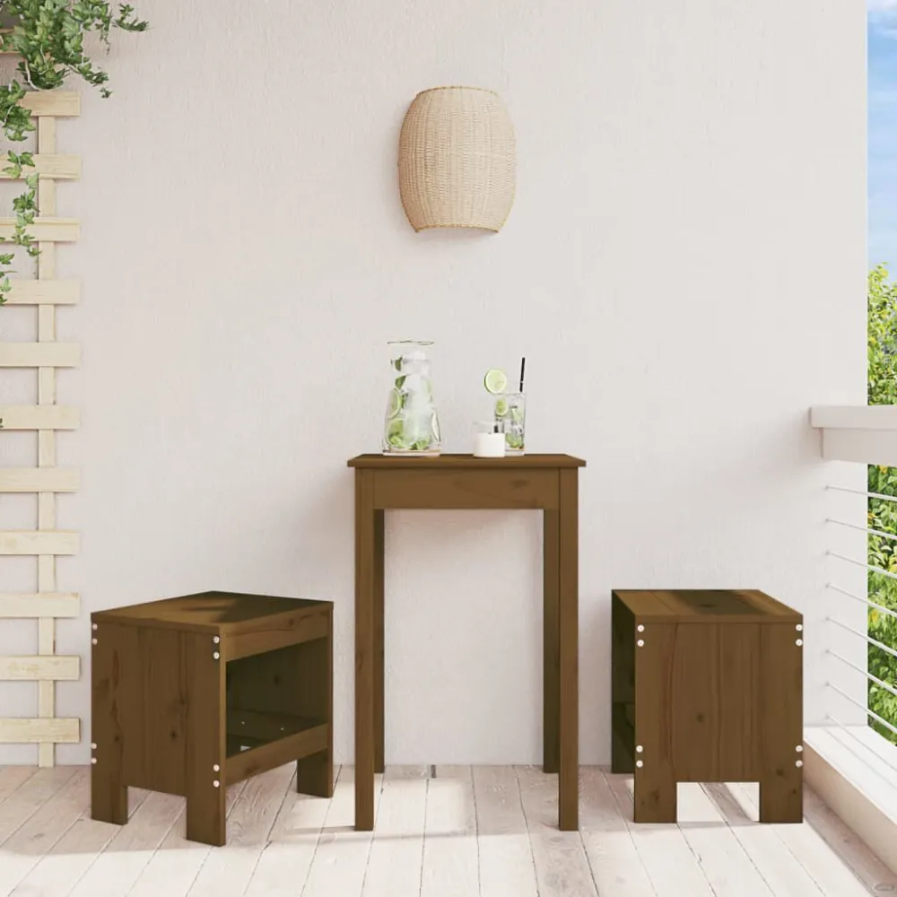 Bancos de jardim 2 pcs 40x36x45 cm pinho maciço castanho-mel