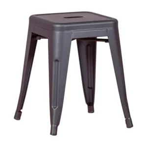Banqueta baixa em ço industrial (45cm) - Bistro - Preto