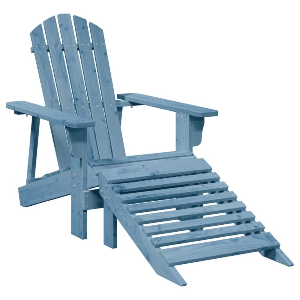 Cadeira adirondack com otomana madeira de abeto maciç azul