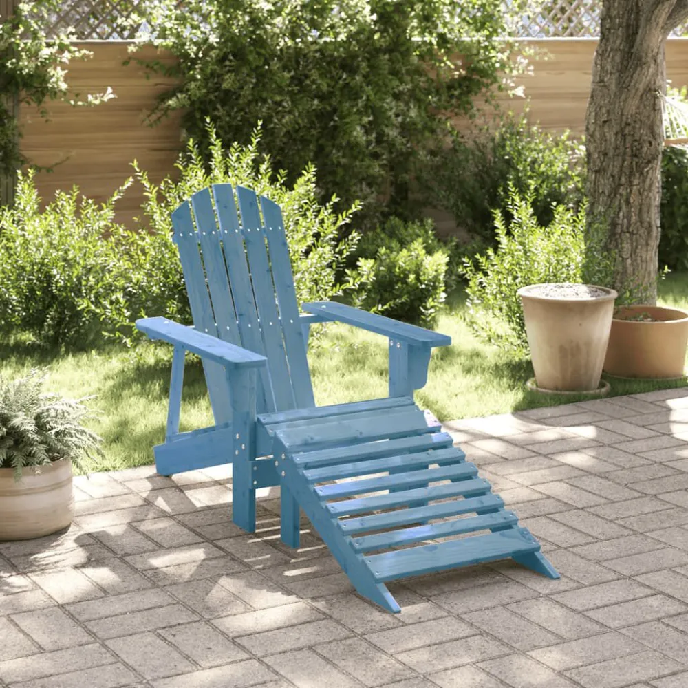 Cadeira adirondack com otomana madeira de abeto maciç azul