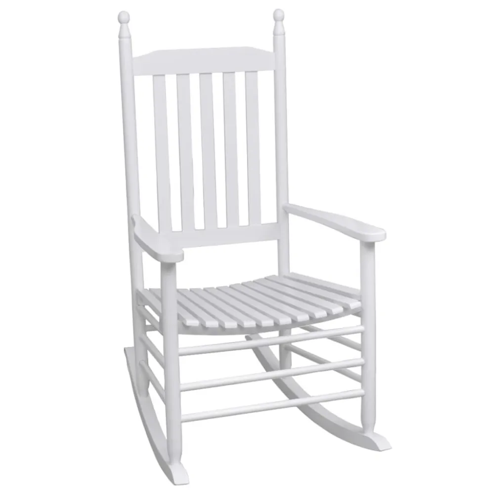 Cadeira de baloiço com assento curvo madeira branco