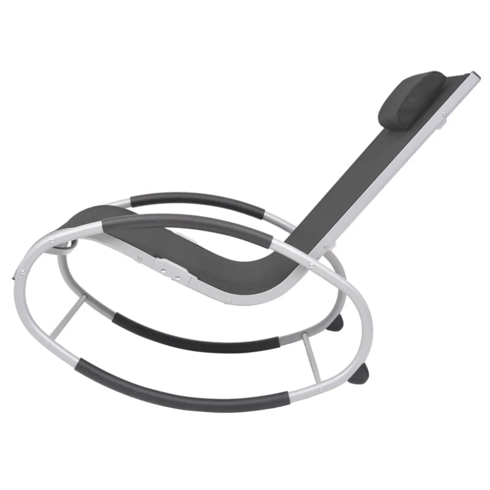 Cadeira de baloiço para jardim textilene preto