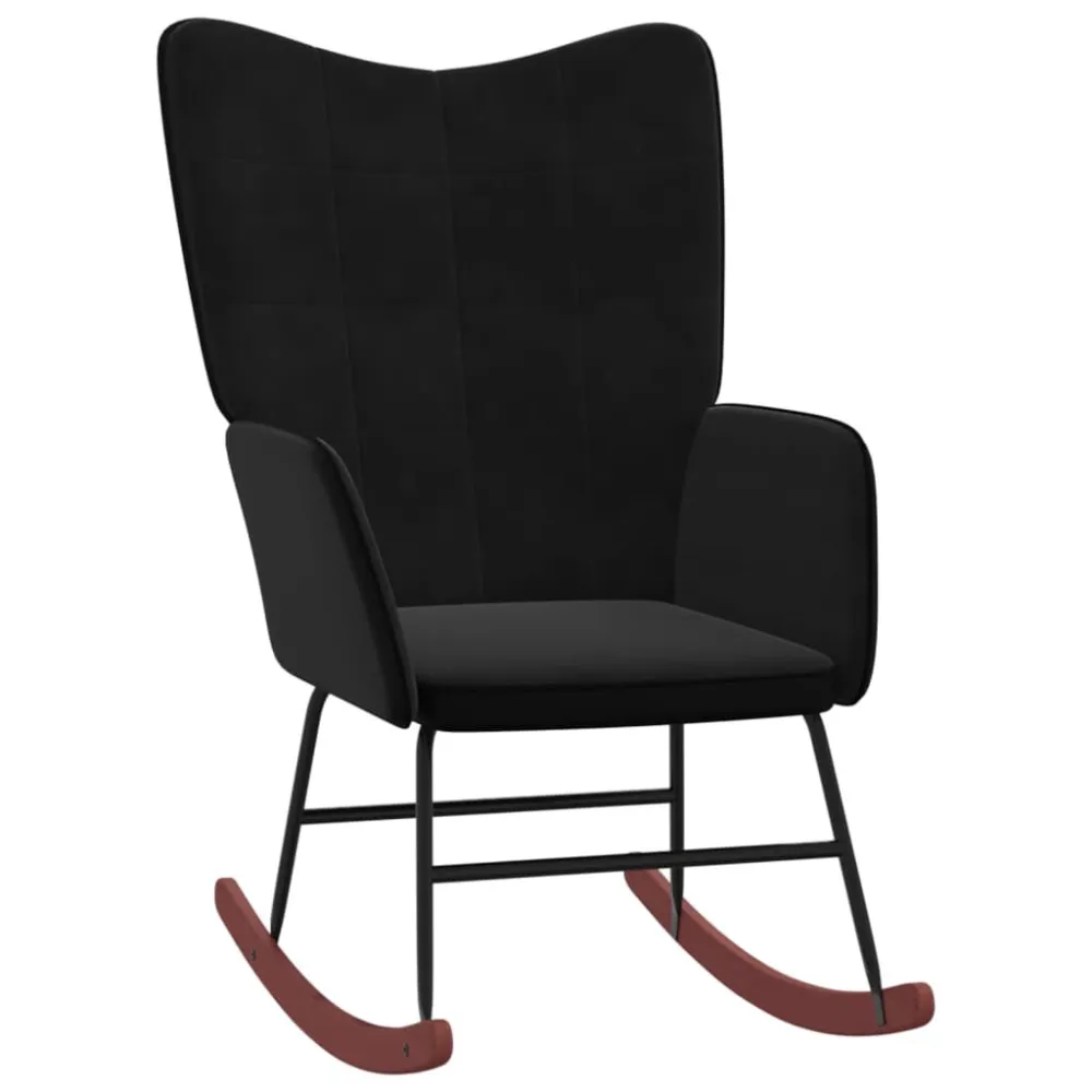 Cadeira de baloiço PVC e veludo preto