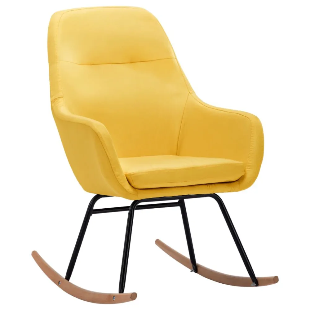 Cadeira de baloiço tecido amarelo mostarda