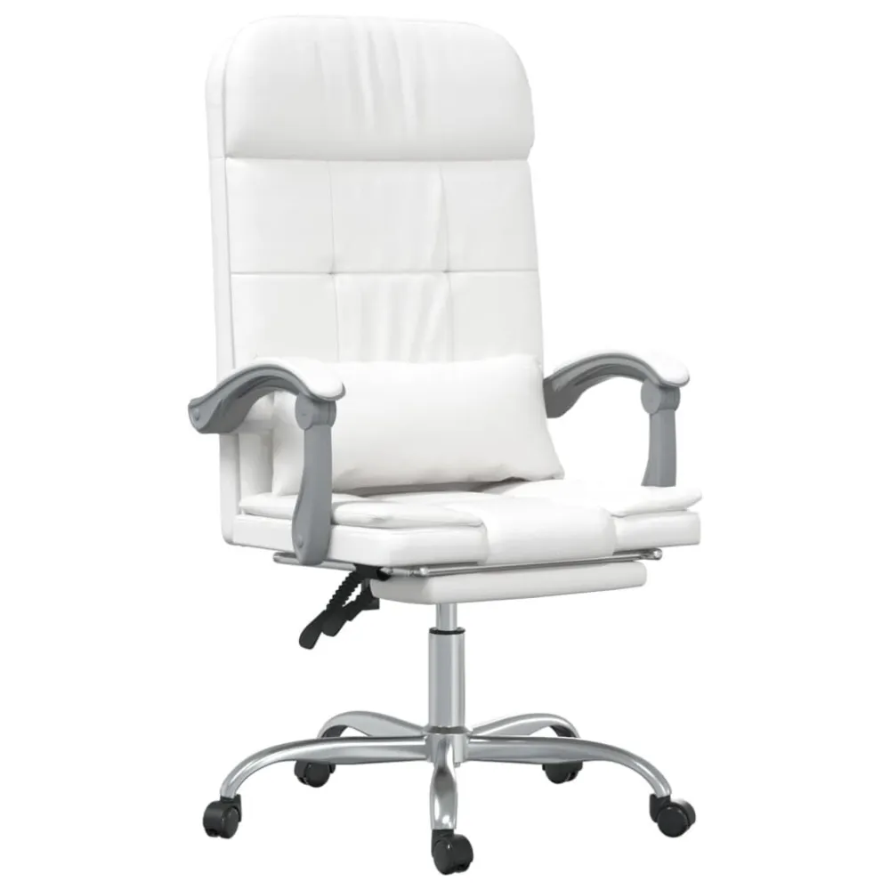 Cadeira escritório massagens reclinável couro artificial branco