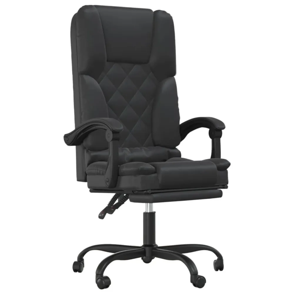 Cadeira escritório massagens reclinável couro artificial preto