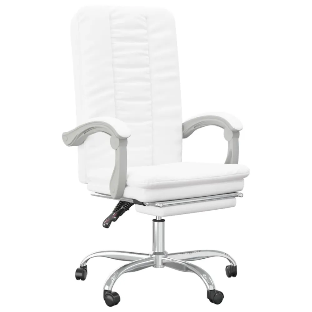 Cadeira de escritório reclinável couro artificial branco