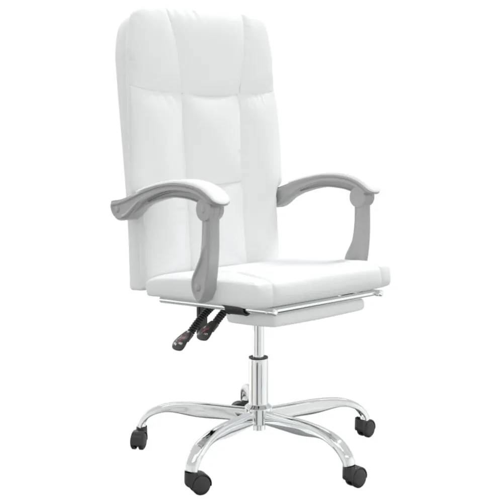 Cadeira de escritório reclinável couro artificial branco